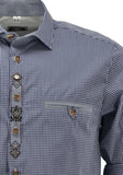 420000-4286 OS Checkered Men Trachten Slim Line Shirt with interesting cuff and neck design and Bone buttons - German Specialty Imports llc