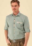420000-4334 OS Trachten Blue and  green Men Trachten Shirt