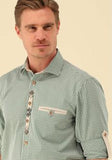 420000-4334 OS Trachten Blue and  green Men Trachten Shirt
