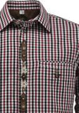 420001-4139 OS Trachten Men Long Sleeve  black/brown checkered Trachten Shirt with Embroidery and leather design in the Front and Sleeves - German Specialty Imports llc