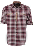 4200004-3310 OS Trachten Men Long Sleeve Red checkered Trachten Shirt with Edelweiss Embroidery in the Front and Sleeves (Copy)