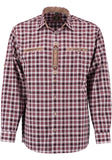 4200004-3310 OS Trachten Men Long Sleeve Red checkered Trachten Shirt with Edelweiss Embroidery in the Front and Sleeves (Copy)