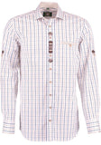 4200004-3688 OS Trachten Men Long Sleeve Red checkered Trachten Shirt with Edelweiss Embroidery in the Front and Sleeves - German Specialty Imports llc