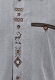 420007-2034 White OS Trachten Shirt with bone buttons and Embroidery and pewter design