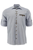 420007-2034 White OS Trachten Shirt with bone buttons and Embroidery and pewter design