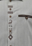 420007-2034 White OS Trachten Shirt with bone buttons and Embroidery and pewter design