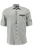 420007-2034 White OS Trachten Shirt with bone buttons and Embroidery and pewter design