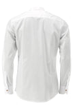 420009-2487 Slim Line White Standup Collar OS Trachten Shirt with  pleats and bone buttons - German Specialty Imports llc