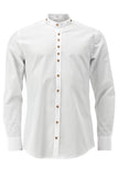 420009-2487 White Standup Collar OS Trachten Shirt with bone buttons