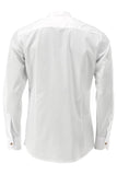 420009-2487 White Standup Collar OS Trachten Shirt with bone buttons