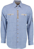 420011-3581 OS Trachten Men Long Sleeve  checkered Trachten Shirt with Embroidery and pewter design in the Front and Sleeves