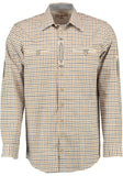 420011-3581 OS Trachten Men Long Sleeve  checkered Trachten Shirt with Embroidery and pewter design in the Front and Sleeves