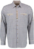 420011-3581 OS Trachten Men Long Sleeve  checkered Trachten Shirt with Embroidery and pewter design in the Front and Sleeves