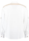 420017-3003 OS White Linnen Style Men Trachten Shirt with Edelweiss Embroidery and brown decore Regular Fit - German Specialty Imports llc