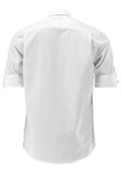 420020-2797 OS White Men Trachten Shirt with Bone  buttons and embroidery on button tab fitted