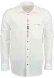 420021-1913 OS White Men Trachten Shirt with Bone  buttons and embroidery fitted