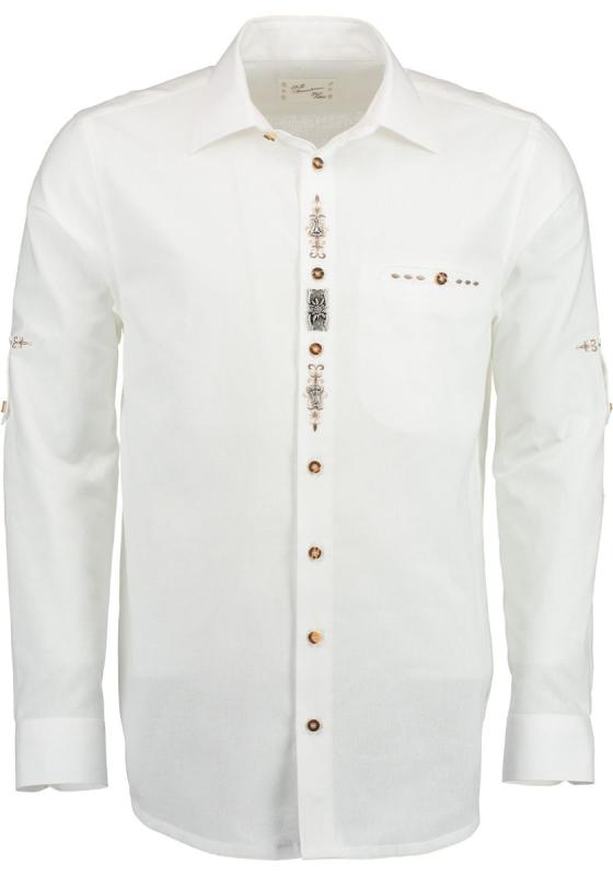 420021-1913  fitted White Cut away  collar with embroidery and bone button design OS Trachten Shirt - German Specialty Imports llc