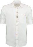 420021-1913 OS White Men Trachten Shirt with Bone  buttons and embroidery fitted