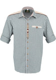 420032-2602 OS Men Trachten Shirt Regular Fitted Cut 1/1 Sleeve with  shoulder design front pocket with Bone  buttons and embroidered details in front and sleeves - German Specialty Imports llc
