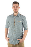 420032-2602 OS Men Trachten Shirt Regular Fitted Cut 1/1 Sleeve with  shoulder design front pocket with Bone  buttons and embroidered details in front and sleeves - German Specialty Imports llc