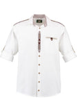 420036-3003 OS White Men Trachten Shirt Regular Fitted Cut 1/1 Sleeve with front pocket with Bone  buttons and details - German Specialty Imports llc