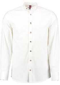 420041-0708 / 01White Standup Collar OS Trachten Shirt with bone buttons - German Specialty Imports llc