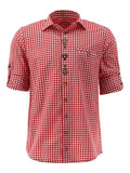 420058-2602 OS Trachten Men Long Sleeve checkered Trachten Shirt with  Embroidery in the Front and Sleeves - German Specialty Imports llc