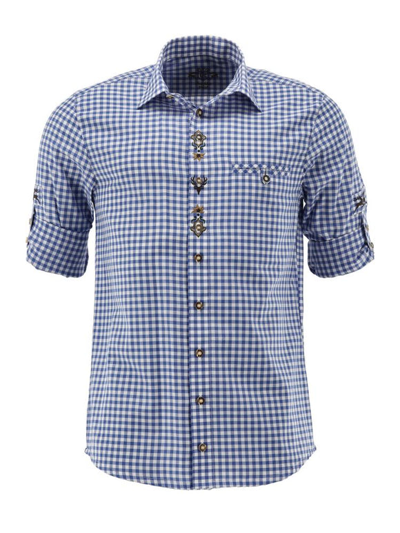 420058-2602 OS Trachten Men Long Sleeve checkered Trachten Shirt with  Embroidery in the Front and Sleeves - German Specialty Imports llc