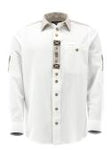 420058-3003 OS White Men Trachten Shirt Regular Fitted Cut 1/1 Sleeve with front pocket with Bone  buttons and details