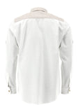 420058-3003 OS White Men Trachten Shirt Regular Fitted Cut 1/1 Sleeve with front pocket with Bone  buttons and details