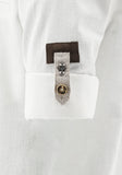 420058-3003 OS White Men Trachten Shirt Regular Fitted Cut 1/1 Sleeve with front pocket with Bone  buttons and details