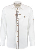 420192-1011 OS Trachten Men Trachten Shirt with Detailed Embroidery and Pewter Decoration  in Front and Sleeves, BLACK AND WHITE