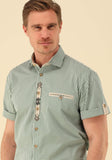 421000-4334  Men Trachten Shirt 1/1 Sleeve, Regular Fit with Embroidery in the front
