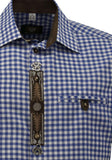 421061-2602 OS Trachten Men 1/2  Sleeve checkered Trachten Shirt with  Embroidery and decore in the Front and Sleeves