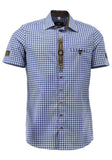 421061-2602 OS Trachten Men 1/2  Sleeve checkered Trachten Shirt with  Embroidery and decore in the Front and Sleeves