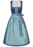 Kathi Spieth & Wensky  Dirndl with 70 cm skirt in oliv, red  andblue