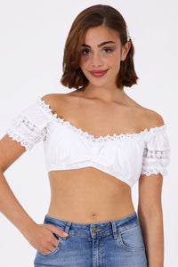 030141-000 Schneeblume Krueger Carmen Style Lace Dirndl Blouse with with adjustable Cleavage - German Specialty Imports llc