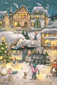 22231 - 12295 Glitter Advent Calendar Card with Envelope Advent card  “Nostalgia” Train Station