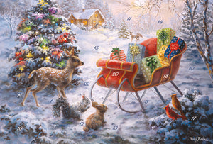 22214-12347 Glitter Nicki Boehme Advent Calendar Card with Envelope Sleigh with presents