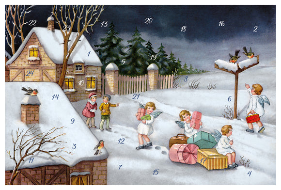 22205-12363 Nostalgic Glitter  Angels on a journey Advent Calendar Card  Brand: KORSCH VERLAG