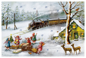 22205-12365 Nostalgic Angels at the Steam train  Advent Calendar Card  Brand: KORSCH VERLAG