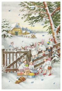 22207-12400 Nostalgic Christmas  Angels at the fence Advent Calendar Card  with envelope Brand: KORSCH VERLAG