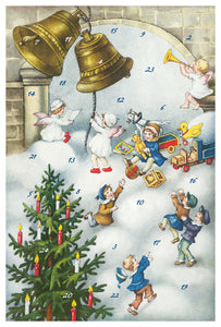 22207-12401 Nostalgic Christmas  Angels on clouds Advent Calendar Card  with envelope Brand: KORSCH VERLAG