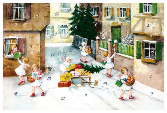 22205-12418 Angels in Town Nostalgic Glitter Advent Calendar Card  Brand: KORSCH VERLAG (Copy)