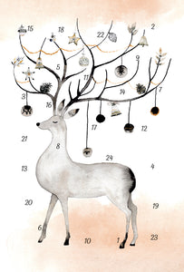 22233 -12498 Glitter Advent Calendar Card with Envelope  “Fantastic Advent World” Deer