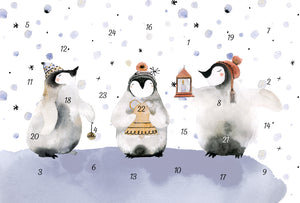 22233 -12502 Glitter Advent Calendar Card with Envelope  “Fantastic Advent World” Penguins