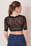 020140-000 Cassandra Krueger Black Soft  Lace  Dirndl Blouse 1/2 Sleeves