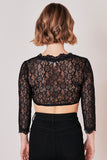 025143-0-0002 Krueger Cassandra  Elegant Festive Lace Dirndl Blouse  with 3/4 sleeves Ecru and black