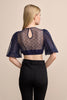 212068-000 Hazel Krueger Soft  Lace  Dirndl Blouse 1/2 Sleeves, blue