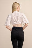 . 212168-0-0002 Aleyna Krueger High cut Lace Dirndl Blouse  with puffy short sleeves, ecru - German Specialty Imports llc